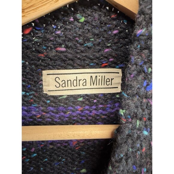 Vintage Sandra Miller Art To Wear Cardigan Sweater Chunky Heavy Long Pockets L - Picture 4 of 9